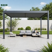 Pergola Bioclimatique Professionnelle Murale à Design Incliné pour Extension de Maison 4x3m 5x4m Système Imperméable à Lames Orientables