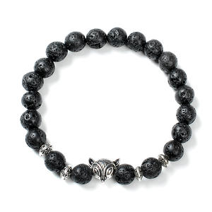 F108 2020 nuevas llegadas 8mm lava personalizado Jade amuleto de la suerte Logo Metal Gelang aceite difusor pulsera hombres - Product Image 3