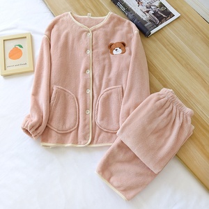 Autunno/inverno corallo <span class=keywords><strong>casa</strong></span> vestito per gli uomini e le donne pigiama per le donne flanella invernale spessa girocollo vestito caldo - Product Image 3