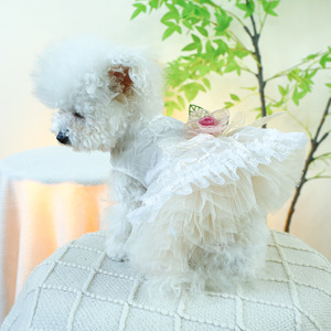Nueva ropa de primavera y verano para perros y mascotas, lindas faldas de gasa hinchadas, vestidos de princesa de boda florales Retro para perros pequeños y gatos - Product Image 5