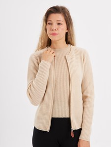 Cárdigan de Mujer 100% Lana, Cuello Redondo, Cierre de Cremallera, Manga Larga, Casual, Invierno, Color Sólido - Product Image 1