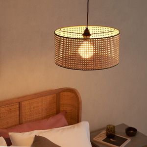 Japanese Rattan Pendant <b>Light</b> Round E27 Led Bulb Nordic Style Bedroom <b>Dining</b> Room Balcony Lighting Fixture - Product Image 1