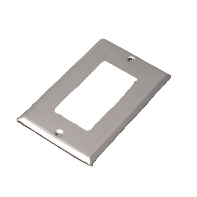 High Quality 1 Gang Switch Cover Single Receptacle Metal Wall Plate Brushed Stainless Steel Socket Outlet Cover Self Grounding