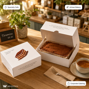 Boîte d'emballage alimentaire <span class=keywords><strong>en</strong></span> carton recyclable avec logo personnalisé pour dessert, tiramisu, gâteau, boulangerie, vente <span class=keywords><strong>en</strong></span> gros, OEM disponible - Product Image 2