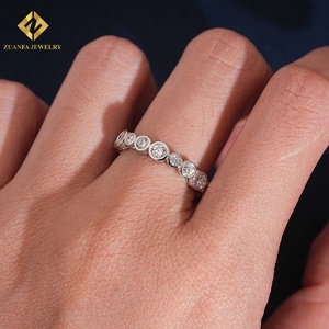 แหวนเพชรแล็บโกรว์ ZUANFA JEWELRY ทรงกลมเจียระไนแบบบริลเลียนท์ ฝังเพชรแบบเบเซล แหวนแต่งงานคลาสสิก - Product Image 6