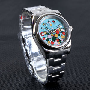 Montre automatique MINUTETIME personnalisée avec logo DIY, NH35, luxe, étanche 5ATM, saphir bleu, ballon arc-en-ciel, mécanique automatique - Product Image 4