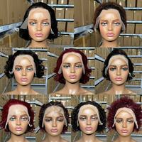 Perruque Courte Bouclée 13x4 Full Lace Front à Prix Abordable, Perruque Courte à Dentelle Haute Définition pour Femmes Noires, Sans Colle, Perruque Brésilienne
