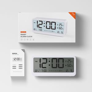 Digital Alarm <b>Clock</b> Temperature and Date Week Display Night Mode Table <b>Clock</b> Voice Control 12/24H Electronic <b>LED</b> Alarm <b>Clocks</b> - Product Image 2