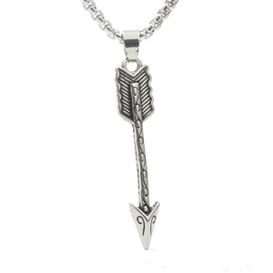 Collier avec pendentif flèche en argent tibétain, bijoux unisexes à la mode, cadeau - Product Image 1