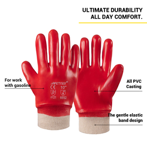 Sarung Tangan Keselamatan Tahan Air Tahan Asam & Alkali Lateks Karet Alam Murah Merah SAFETYBOY YL1142 Sarung Tangan Kerja Logo Kustom - Product Image 2