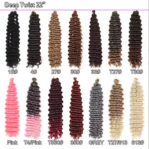 Trenzas de ganchillo rizadas al agua sintéticas al por mayor extensiones de cabello a granel cabello trenzado rizado sintético degradado de onda profunda - Product Image 5