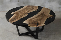 Ensemble de table à manger en bois fait main avec résine époxy moderne et personnalisée de luxe pour la cuisine et le salon