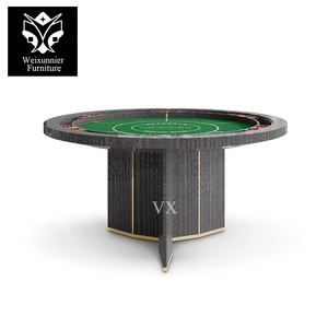Ý sang trọng 6-người Vòng Veneer gỗ Poker bảng Thiết kế hiện đại cho cờ vua cờ bạc & biệt thự giải trí trò chơi bảng - Product Image 4