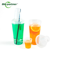 En gros, Gobelet mélangeur jetable en plastique avec graduation pour Bubble Tea, boissons au citron et cocktails, pour bars, clubs et vente à emporter