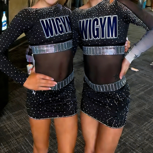 OEM All Star Printed Rhinestone Cheerleading Uniforms <b>Glitter</b> Long Sleeve Team Wear for Cheer Competitions Customized Color Logo - Product Image 1