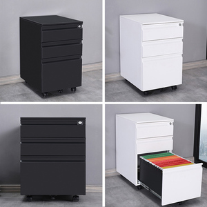 Armoire de rangement en acier à trois tiroirs pour bureau, meuble latéral sous le bureau, casier mobile – Offre Spéciale - Product Image 3