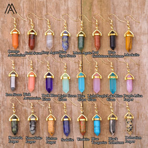 Mini pendientes de cristal para mujer, joyería Bohemia, pendiente hexagonal de doble punto de piedras preciosas, regalo de moda - Product Image 3