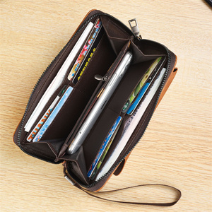 2024 Hot Sale High-Capacity Zipper Phone Bag <strong>Pu</strong> <strong>Leather</strong> Men's Business Hand Clutch Long Wallet - Product Image 3