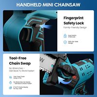Gergaji Rantai Mini Baterai Tanpa Kabel PS800 8 Inci untuk Pemangkasan Pohon DIY OEM ODM