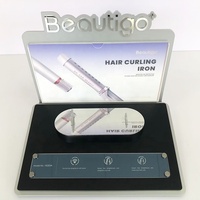 Support de présentation de comptoir personnalisé en acrylique lumineux à LED léger pour produits de soins personnels, idéal pour fer à friser