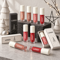Vente en gros de rouge à lèvres liquide vegan personnalisé de marque propre pour Noël, 18 couleurs, hydratant, mat, nude, imperméable