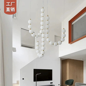 French Style Magic Bean Pearl Pendant <b>Light</b> Led Round Multi Head Chandelier For Living Room And <b>Dining</b> Room Home Lighting - Product Image 2