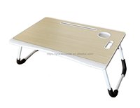 P2 FSC Vente en gros Bureau portable pliable et convertible en bois naturel noir avec tiroir et fente intégrée pour tablette