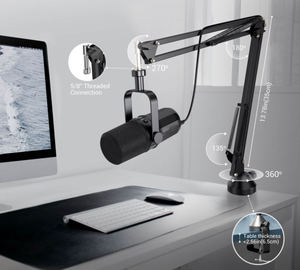 Supporto per Microfono Rotante a 360 Gradi USB/XLR, Set Microfono Dinamico per Podcast con Braccio Regolabile - Product Image 5