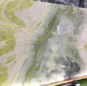 Dalle de marbre vert naturel de luxe, Dalle de marbre vert de rêve, Mur de fond poli