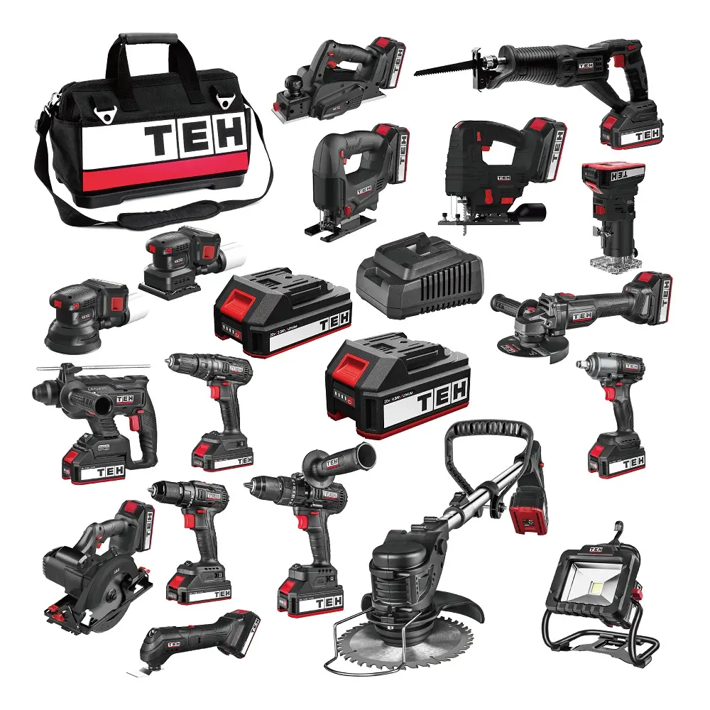 Set combinato professionale 20V Powertools TEH OEM per Kit di utensili elettrici a batteria con motore Brushless con custodia