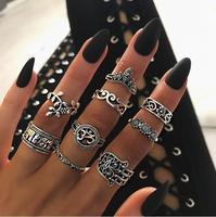 Set di Anelli Punk Trendy Hip Hop in Argento Thailandese Retrò 2021, Croce Cuore di Corvo Aperta, Personalizzati e Semplici per Coppie Uomo e Donna