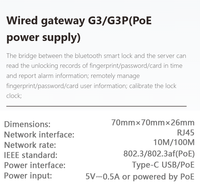 Passerelle filaire TTLOCK G3 G3P avec POE pour le déverrouillage intelligent de l'alarme de synchronisation d'enregistrement et la gestion à distance