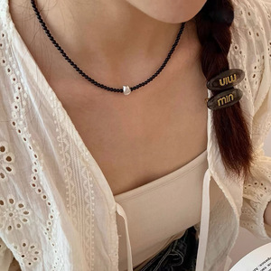 สร้อยคอลูกปัด สีดำ สีขาว สีแดง เงินแท้ S925 สร้อยคอแบบมีชั้นๆ สวมใส่ได้ทุกวัน - Product Image 2