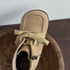 Bottes courtes rétro en cuir véritable pour enfants, automne-hiver, avec fermeture éclair, semelle souple en caoutchouc, faites à la main, mode scolaire - Product Image 5