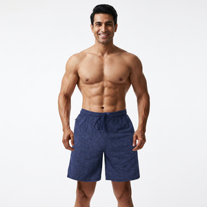Shorts décontractés amples en tissu éponge tie-dye pour hommes, avec broderie et imprimé OEM, idéaux pour l'été et l'export. - Product Image 1