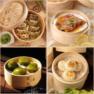 Adaptateur de panier <span class=keywords><strong>en</strong></span> <span class=keywords><strong>bambou</strong></span> à 2 niveaux, kit pour la cuisson à la vapeur des dim sum, des boulettes, des fruits de mer, du riz, des plats chinois et asiatiques - Product Image 5