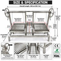 Grill professionnel Santa Maria avec deux grilles réglables indépendamment et deux volants manuels