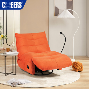 Fauteuil inclinable en tissu orange MANWAH CHEERS, fauteuil à bascule pivotant pour salon - Product Image 5