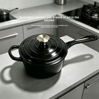 Casserole en fonte émaillée, LFGB FDA, 19 cm, avec couvercle, mini-casserole, pot à lait, compatible four et induction, logo personnalisé OEM