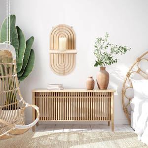 Wooden Oval <b>Wall</b> <b>Mounted</b> <b>Shelf</b> 2 Tier Decorative Storage For Home Office Display - Product Image 3
