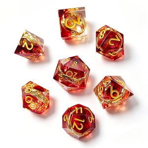 Dés polyédriques en résine de luxe avec lettres de l'alphabet |   <span class=keywords><strong>Jeu</strong></span> de dés à 7 pièces, écologiques, durables, à noyau liquide, pour jeux de table DND <span class=keywords><strong>RPG</strong></span> - Product Image 6