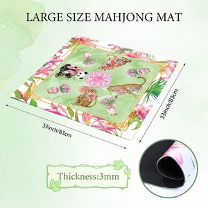 カラフルな動物麻雀マット キャリーバッグ付き 31.5インチ×31.5インチ 滑り止めゴムベースパッド ドミノカードゲームナイト用 - Product Image 2