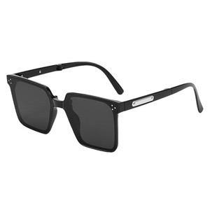 Nuevas gafas de sol plegables para mujer, montura de PC, color negro, UV400, peso ligero, montura grande, estilo coreano, protección solar a la moda - Product Image 4
