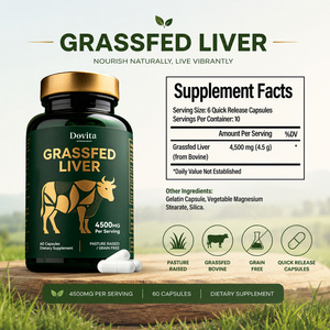 Capsules de foie de bœuf nourri à l'herbe certifiées Halal OEM, bétail de pâturage biologique, vitamine B12, fer hémique, suppléments à base de plantes, sans gluten - Product Image 2