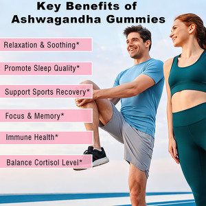 Gomitas de Ashwagandha OEM ODM con Magnesio y Ashwagandha para Apoyar la Recuperación Deportiva, Gomitas de Vitamina D - Product Image 2