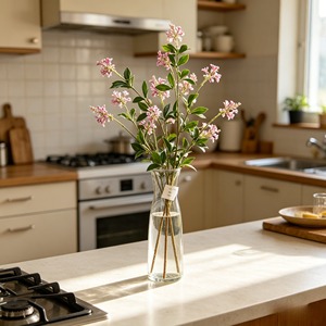 Rama de Flor Artificial de <span class=keywords><strong>Duranta</strong></span> Erecta Rosa, Ramo de Gotas de Oro Falsas con Hojas Verdes para Decoración del Hogar - Product Image 3