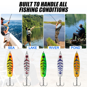 5 cái Câu Cá Thìa mồi kit kim loại jigging lure cá hồi thìa Jig lures đúc <span class=keywords><strong>trolling</strong></span> Spinner mồi cho cá vược <span class=keywords><strong>walleye</strong></span> cá hồi - Product Image 6