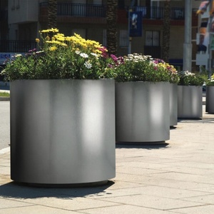 การออกแบบและทำให้ข้อกำหนดต่างๆของเงินสแตนเลสโลหะรอบทรงกระบอกสวนกระถางดอกไม้กลางแจ้งกล่อง<span class=keywords><strong>ดอกไม้</strong></span> - Product Image 1