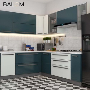Meubles de cuisine modulaires modernes en bois/verre en forme de L, armoires laquées, ensembles complets, rangement intégral, meubles de salle à manger - Product Image 1
