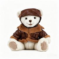 Ours en peluche promotionnel OEM, ours pilote brun élégant, jouets en peluche personnalisés pour enfants
